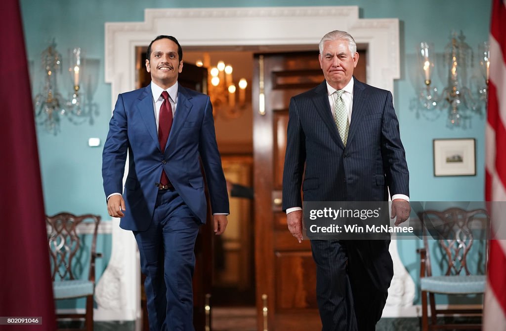 Secretary Of State Tillerson Meets With Qatari Foreign Minister Sheikh Mohammed Bin Abdulrahman Al Thani