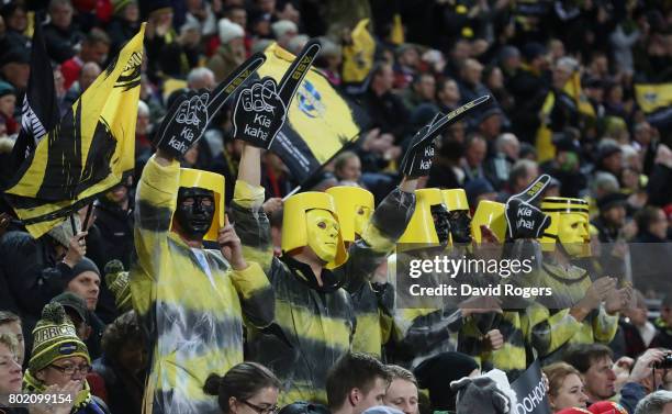 Hurricanes fans look on during the match between the Hurricanes and the British & Irish Lions at Westpac Stadium on June 27, 2017 in Wellington, New...