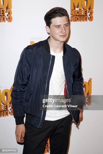 Son of Gad Elmaleh, Noe Elmaleh attends "Moi, Moche et Mechant 3" Paris Premiere at Cinema Gaumont Marignan on June 27, 2017 in Paris, France.