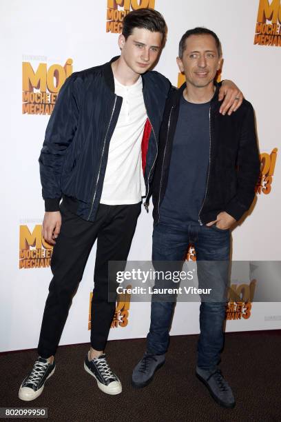 Actor Gad Elmaleh and his Son Noe Elmaleh attend "Moi, Moche et Mechant 3" Paris Premiere at Cinema Gaumont Marignan on June 27, 2017 in Paris,...