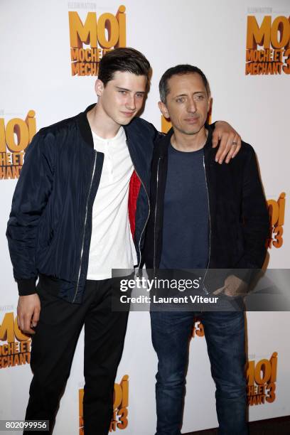 Actor Gad Elmaleh and his Son Noe Elmaleh attend "Moi, Moche et Mechant 3" Paris Premiere at Cinema Gaumont Marignan on June 27, 2017 in Paris,...