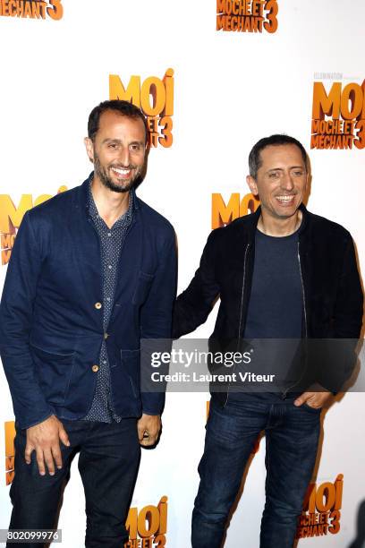 Actor Arie Elmaleh and his brother Actor Gad Elmaleh attend "Moi, Moche et Mechant 3" Paris Premiere at Cinema Gaumont Marignan on June 27, 2017 in...