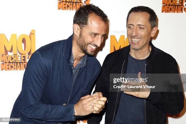 Actor Arie Elmaleh and his brother Actor Gad Elmaleh attend "Moi, Moche et Mechant 3" Paris Premiere at Cinema Gaumont Marignan on June 27, 2017 in...