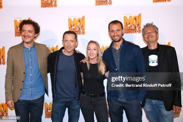 Voices of the movie, David Marsais, Gad Elmaleh, Audrey Lamy, Arie Elmaleh and Co-Director of the movie, Pierre Coffin attend the Despicable Me Paris...