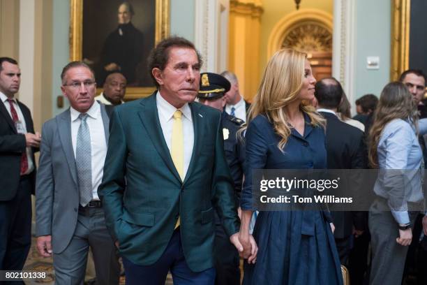 Casino developer Steve Wynn and his wife Andrea Hissom, make their way to the Senate Policy luncheon in the Capitol on June 27, 2017.