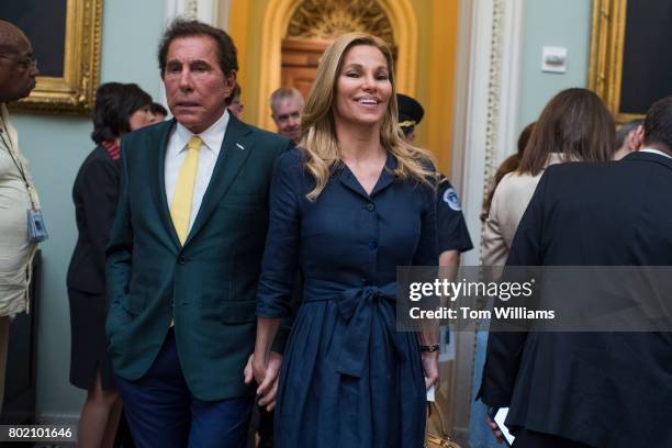 Casino developer Steve Wynn and his wife Andrea Hissom, make their way to the Senate Policy luncheon in the Capitol on June 27, 2017.