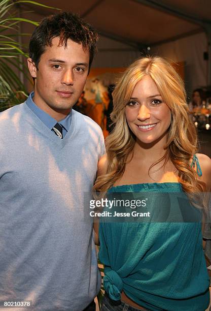 Personalities Stephen Colletti and Kristin Cavallari attend Mercedes-Benz Fashion Week held at Smashbox Studios on March 11, 2008 in Culver City,...