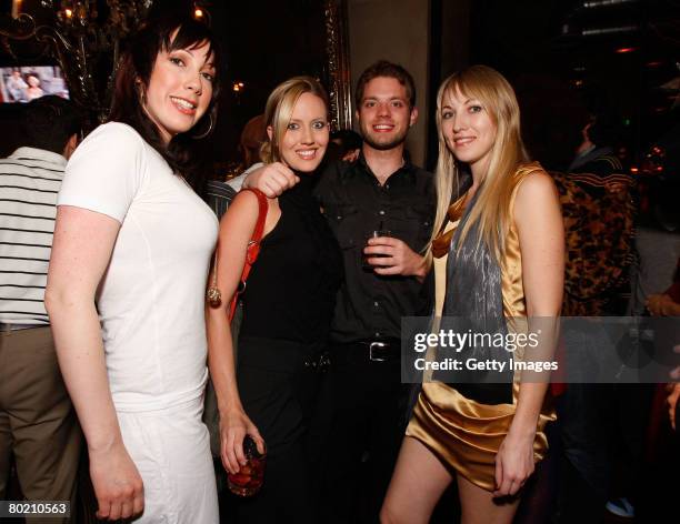 Peroni model Elizabeth Frainen and guests pose at the Maggie Barry for Xubaz Fall 2008 after party during Mercedes-Benz Fashion Week at Citizen Smith...