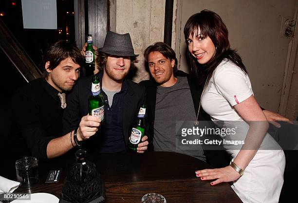 Peroni model Elizabeth Frainen and guests pose at the Maggie Barry for Xubaz Fall 2008 after party during Mercedes-Benz Fashion Week at Citizen Smith...