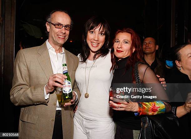 Peroni model Elizabeth Frainen and guests pose at the Maggie Barry for Xubaz Fall 2008 after party during Mercedes-Benz Fashion Week at Citizen Smith...