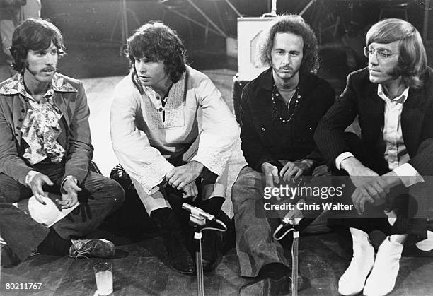 John Densmore, Jim Morrison, Robby Krieger and Ray Manzarek of The Doors in London for "Top of the Pops", 1968