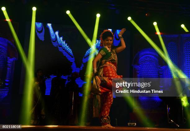 Lavni dancer performs at Balgandharva Auditorium during Lavni Festival organized as a part of celebration for entering into 50th year of the...
