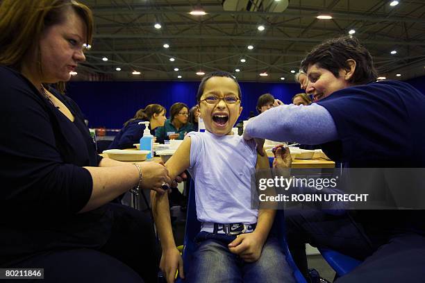 Approximately 3,500 children are being vaccinated against infectious diseases such as tetanus and measles in Rotterdam, the Netherlands, on March...