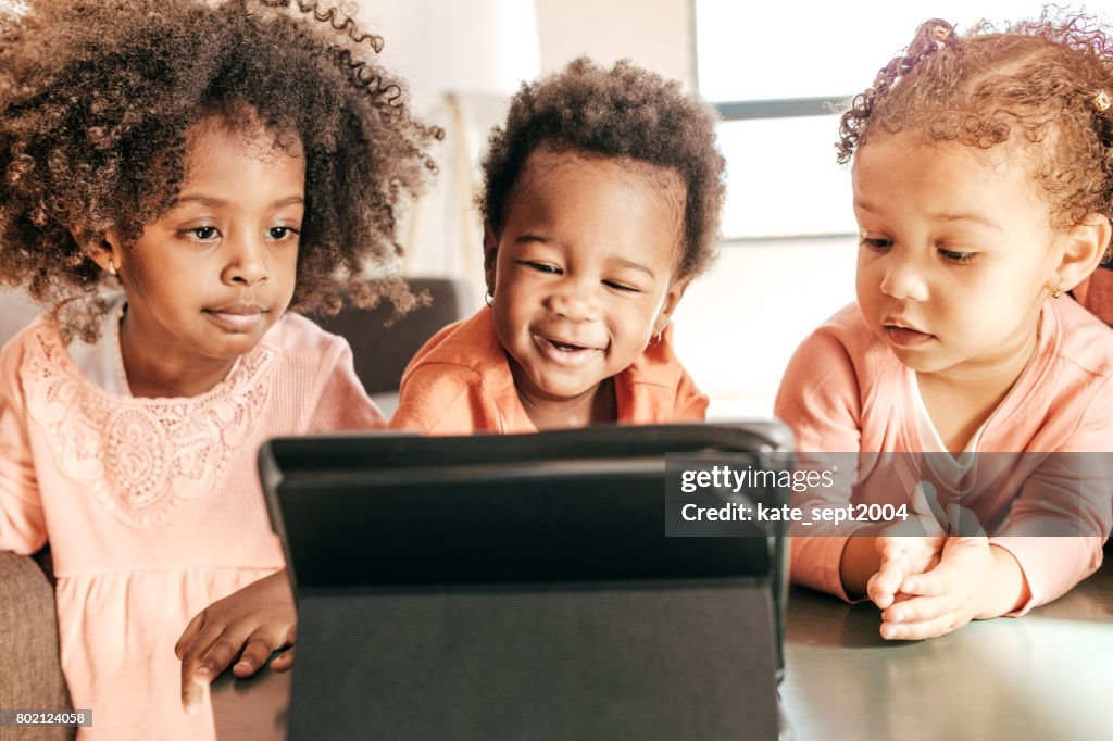 Toddlers watching educational video