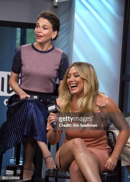 Actors Sutton Foster and Hilary Duff attend Build to discuss "Younger" at Build Studio on June 27, 2017 in New York City.