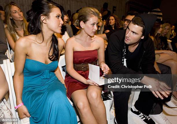 Television personality Audrina Patridge, Lo Bosworth and Brody Jenner front row during the Lauren Conrad Collection Fall 2008 on March 11, 2008 at...