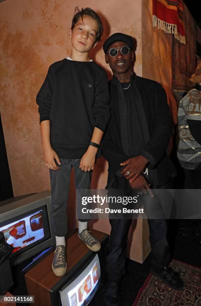 Lux Gillespie and Skepta attend the launch of Skepta's new fashion label "Mains" at Selfridges on June 27, 2017 in London, England.