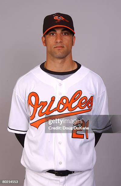 Nick Markakis of the Baltimore Orioles poses for a portrait during photo day at Ft Lauderdale Stadium on February 25, 2008 in Ft. Lauderdale, Florida.