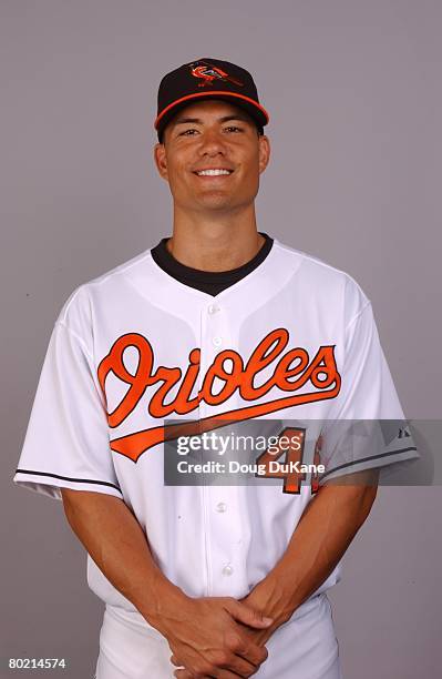 Jeremy Guthrie of the Baltimore Orioles poses for a portrait during photo day at Ft Lauderdale Stadium on February 25, 2008 in Ft. Lauderdale,...