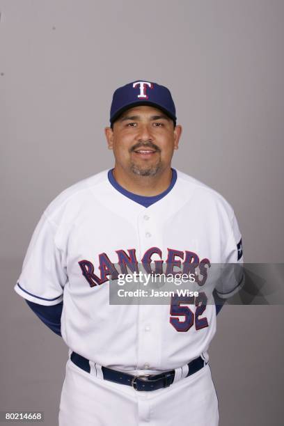 Eddie Guardado of the Texas Rangers poses for a portrait during photo day at Surprise Stadium on February 24, 2008 in Surprise, Arizona.