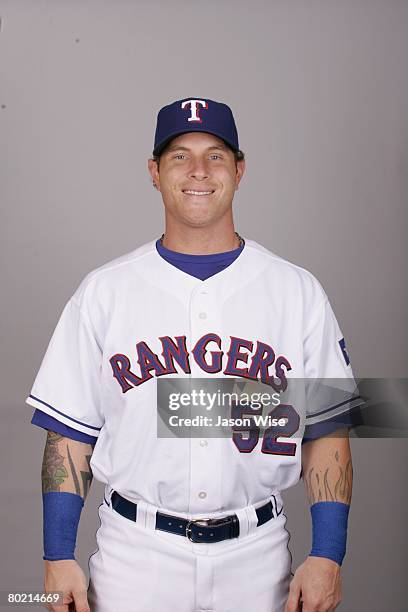 Josh Hamilton of the Texas Rangers poses for a portrait during photo day at Surprise Stadium on February 24, 2008 in Surprise, Arizona.