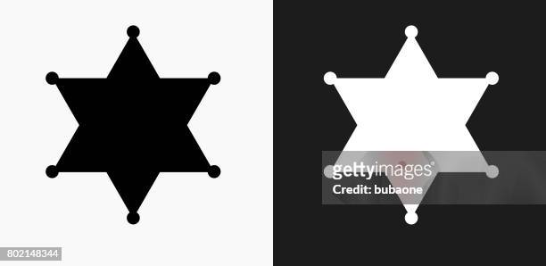 sheriff badge icon on black and white vector backgrounds - police badge stock illustrations