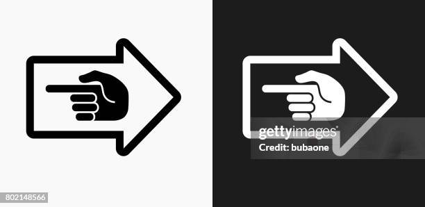 opposite direction icon on black and white vector backgrounds - multiple hands pointing stock illustrations