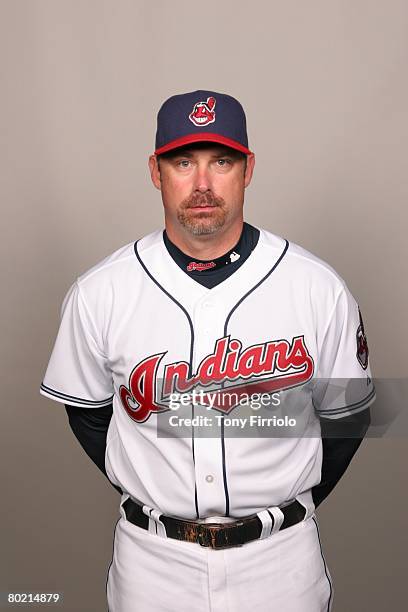 Derek Shelton of the Cleveland Indians poses for a portrait during photo day at Chain of Lakes Park on February 26, 2008 in Winter Haven, Florida.