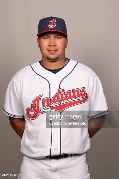 Jhonny Peralta of the Cleveland Indians poses for a portrait during photo day at Chain of Lakes Park on February 26, 2008 in Winter Haven, Florida.