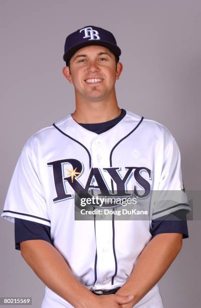 Evan Longoria of the Tampa Bay Rays poses for a portrait during photo day at Progress Energy Park on February 22, 2008 in St. Petersburg, Florida.