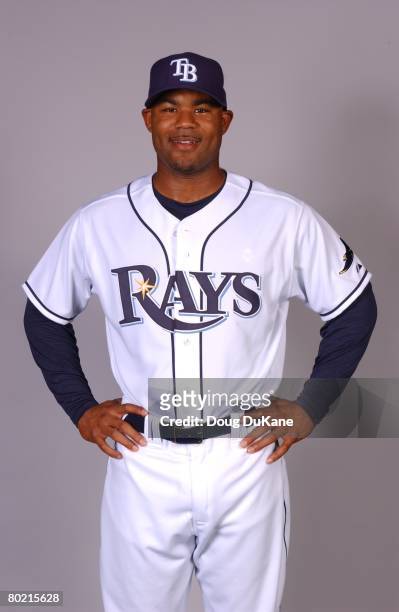 Carl Crawford of the Tampa Bay Rays poses for a portrait during photo day at Progress Energy Park on February 22, 2008 in St. Petersburg, Florida.