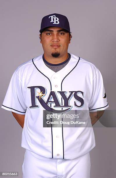 Dioner Navarro of the Tampa Bay Rays poses for a portrait during photo day at Progress Energy Park on February 22, 2008 in St. Petersburg, Florida.