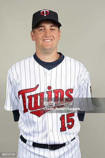 Glen Perkins of the Minnesota Twins poses for a portrait during photo day at Hammond Stadium on February 25, 2008 in Ft. Myers, Florida.