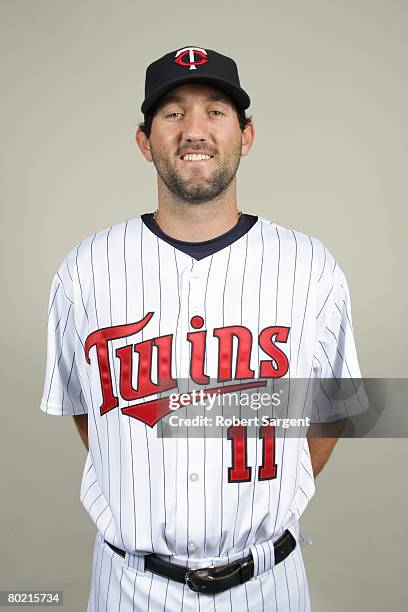 Jason Pridie of the Minnesota Twins poses for a portrait during photo day at Hammond Stadium on February 25, 2008 in Ft. Myers, Florida.