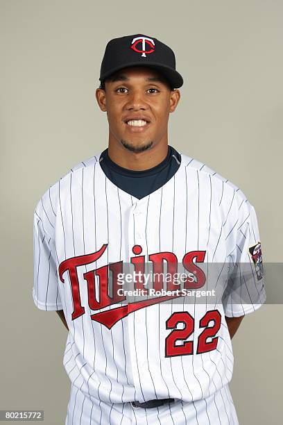 Carlos Gomez of the Minnesota Twins poses for a portrait during photo day at Hammond Stadium on February 25, 2008 in Ft. Myers, Florida.