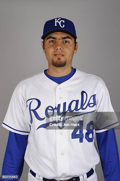 Joakim Soria of the Kansas City Royals poses for a portrait during photo day at Surprise Stadium on February 25, 2008 in Surprise, Arizona.