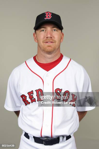 Drew of the Boston Red Sox poses for a portrait during photo day at City of Palms Park on February 24, 2008 in Ft. Myers, Florida.