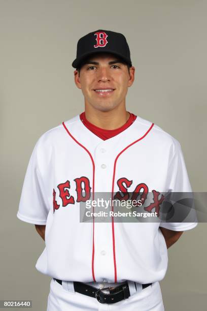 Jacoby Ellsbury of the Boston Red Sox poses for a portrait during photo day at City of Palms Park on February 24, 2008 in Ft. Myers, Florida.