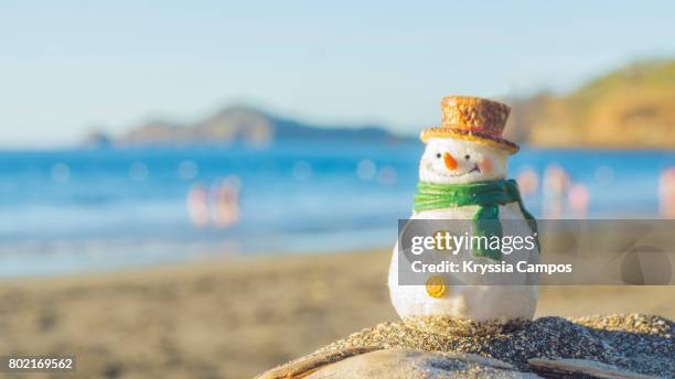 snowman at beach vacations in costa rica - beach christmas 個照片及圖片檔