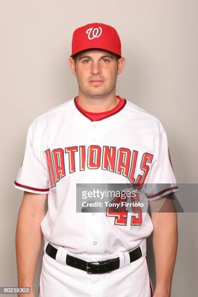 Chris Schroder of the Washington Nationals poses for a portrait during photo day at Space Coast Stadium on February 23, 2008 in Viera, Florida.