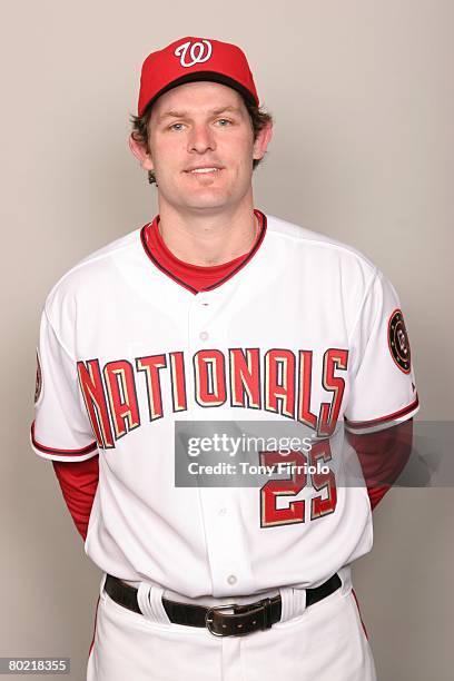Austin Kearns of the Washington Nationals poses for a portrait during photo day at Space Coast Stadium on February 23, 2008 in Viera, Florida.