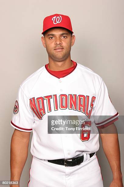 Alex Escobar of the Washington Nationals poses for a portrait during photo day at Space Coast Stadium on February 23, 2008 in Viera, Florida.