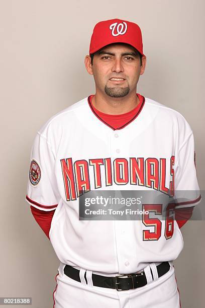 Luis Ayala of the Washington Nationals poses for a portrait during photo day at Space Coast Stadium on February 23, 2008 in Viera, Florida.