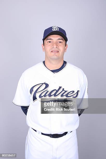 Oscar Robles of the San Diego Padres poses for a portrait during photo day at Peoria Stadium on February 22, 2008 in Peoria, Arizona.