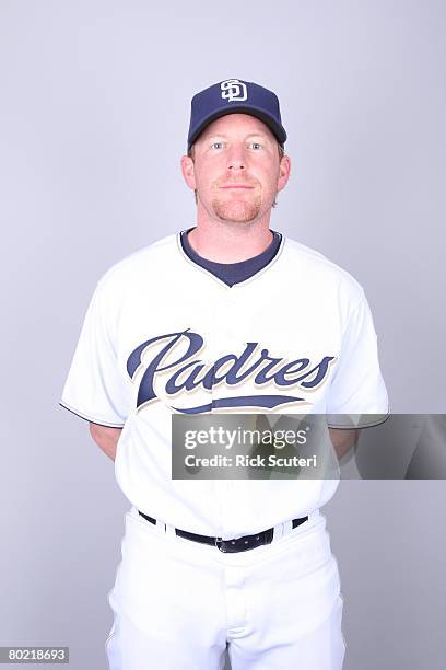 Randy Wolf of the San Diego Padres poses for a portrait during photo day at Peoria Stadium on February 22, 2008 in Peoria, Arizona.