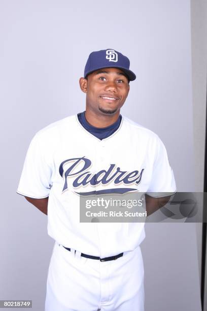 Callix Crabbe of the San Diego Padres poses for a portrait during photo day at Peoria Stadium on February 22, 2008 in Peoria, Arizona.