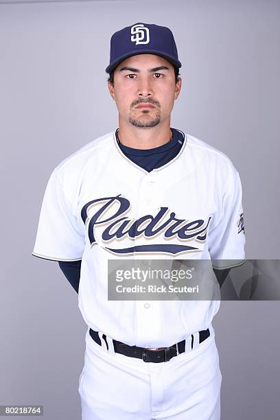Edgar Gonzalez of the San Diego Padres poses for a portrait during photo day at Peoria Stadium on February 22, 2008 in Peoria, Arizona.