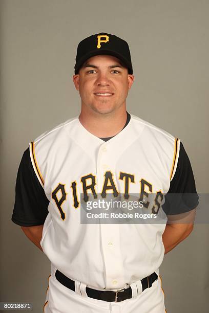 Steve Pearce of the Pittsburgh Pirates poses for a portrait during photo day at McKechnie Field on February 24, 2008 in Bradenton, Florida.