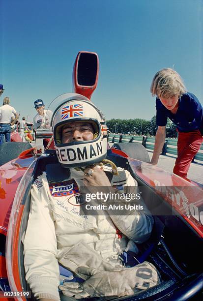 Brian Redman sits in his Steed Lola T332 about to qualify for the SCCA/USAC F5000 race on July 28, 1974 at Elkhart Lake, Wisconsin.