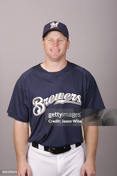 Gabe Gross of the Milwaukee Brewers poses for a portrait during photo day at Maryvale Stadium on February 26, 2008 in Phoenix, Arizona.